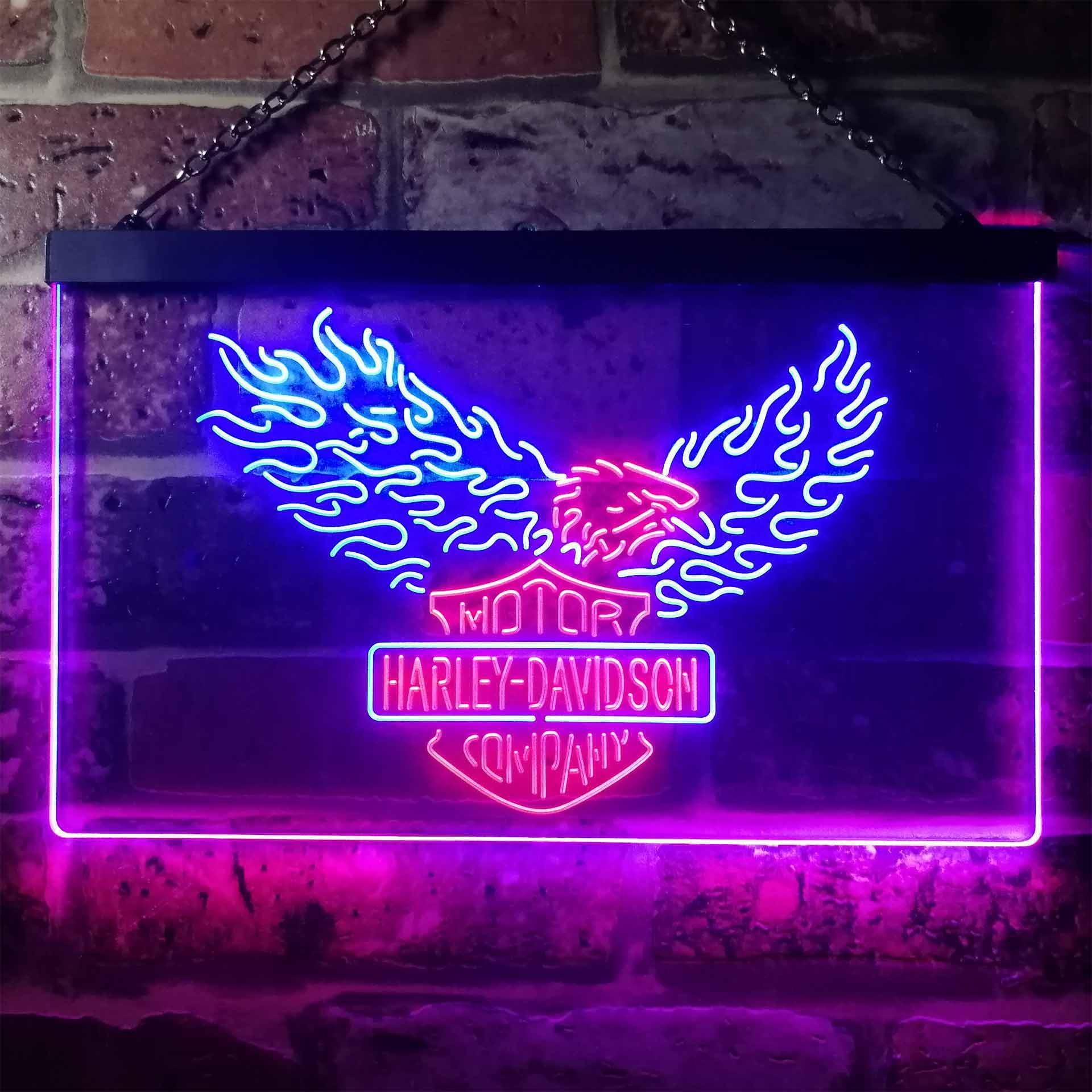 Harley Davidson Eagle 3 Dual LED Neon Light Sign